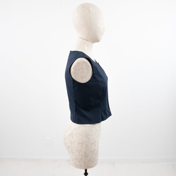 Oscar de la Renta RTW 4 Navy Blue Tailored Tank - Picture 3 of 8